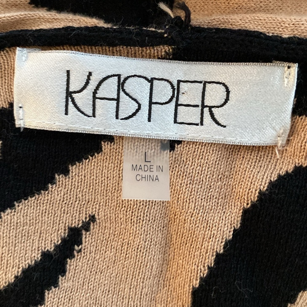 Kasper cardigan open front long sleeve side slits animal print size large - Picture 6 of 8